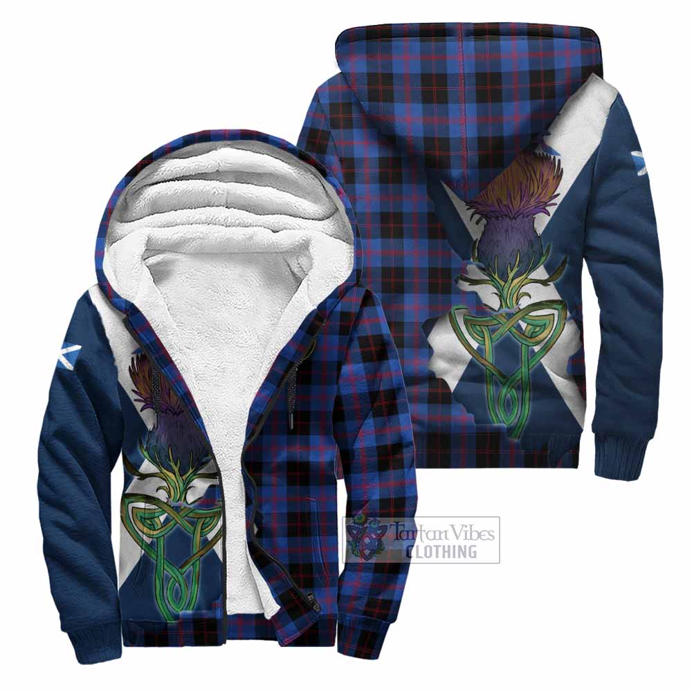 Tartan Vibes Clothing Maule Tartan Family Crest Sherpa Hoodie Scottish Thistle Celtic Inspired