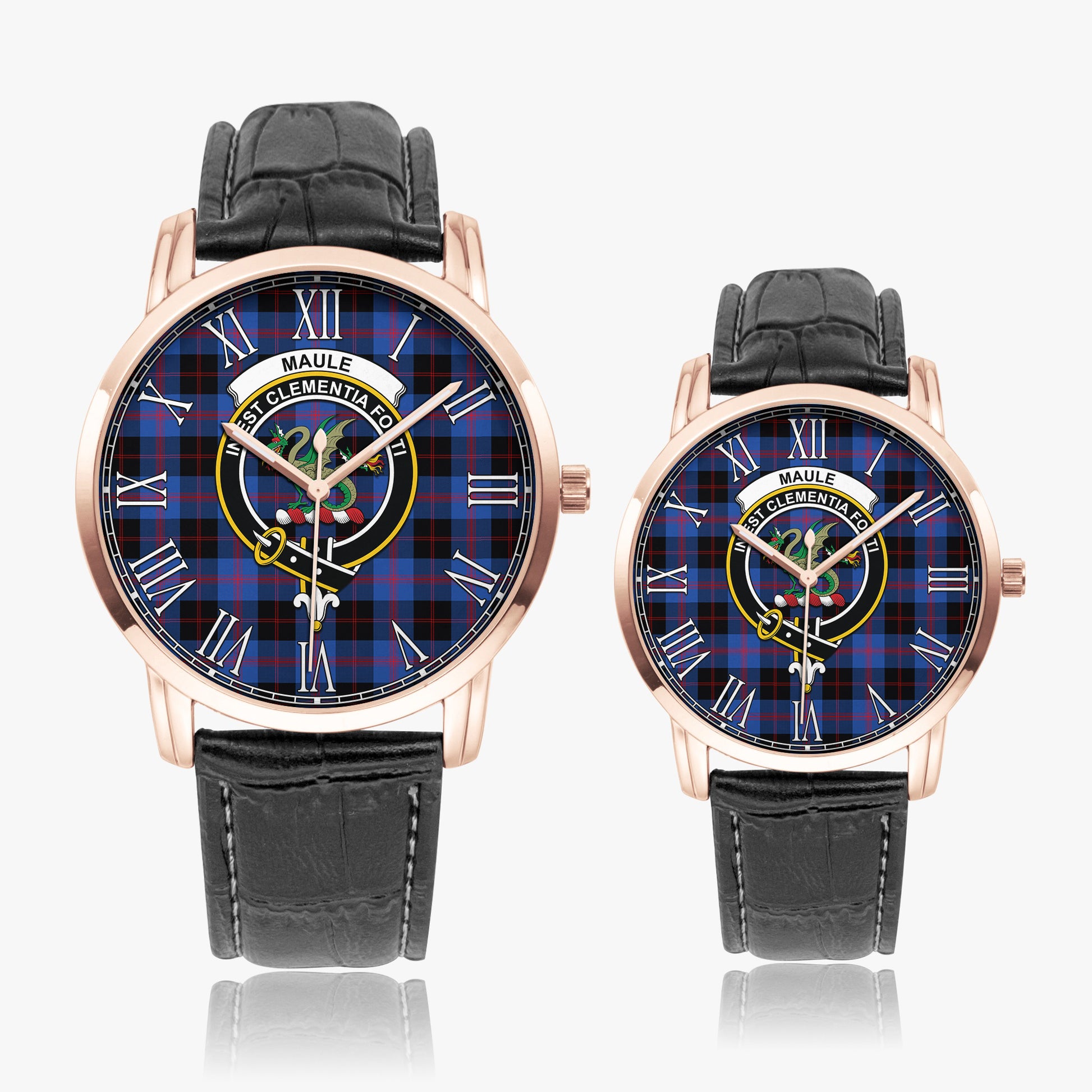 Maule Tartan Family Crest Leather Strap Quartz Watch - Tartanvibesclothing