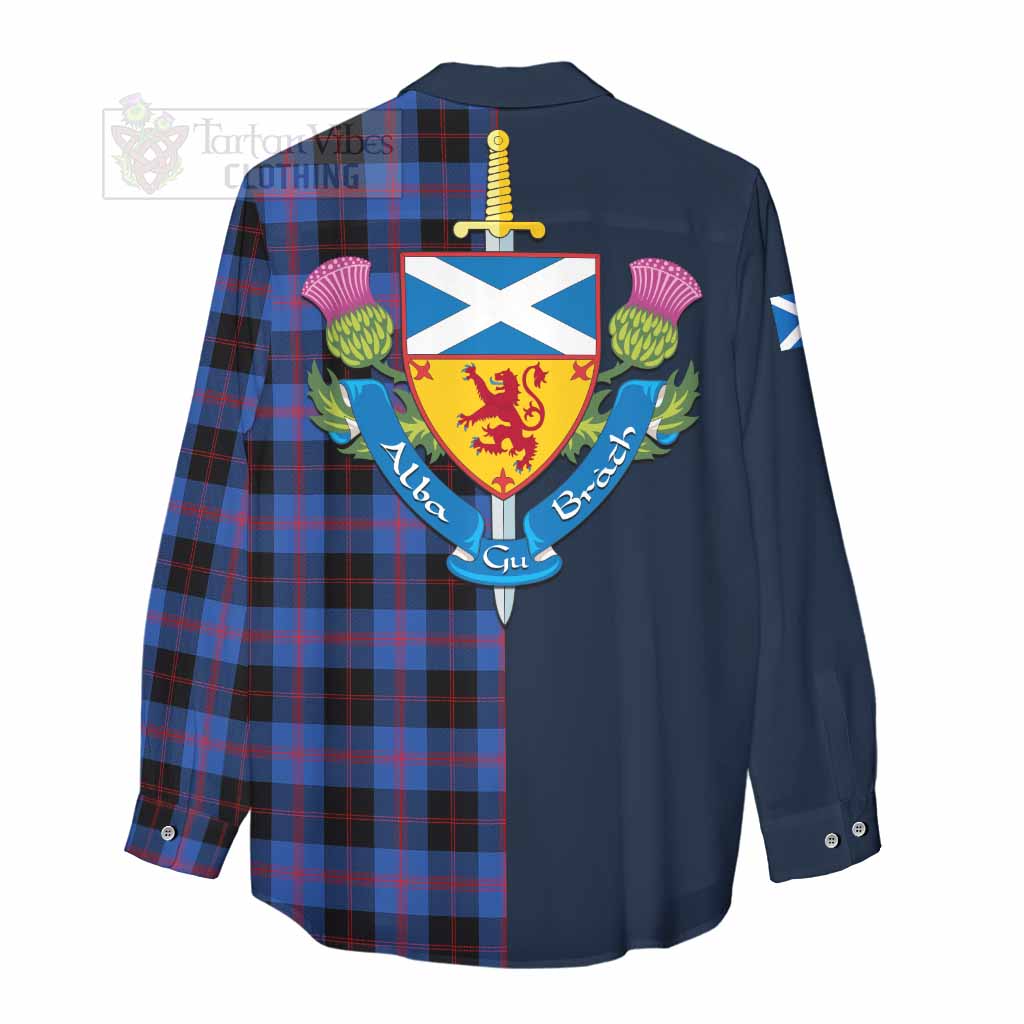 Tartan Vibes Clothing Maule Tartan Women's Casual Shirt Alba with Scottish Lion Royal Arm Half Style