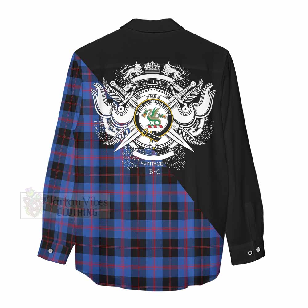 Tartan Vibes Clothing Maule Tartan Women's Casual Shirt with Family Crest and Military Logo Style