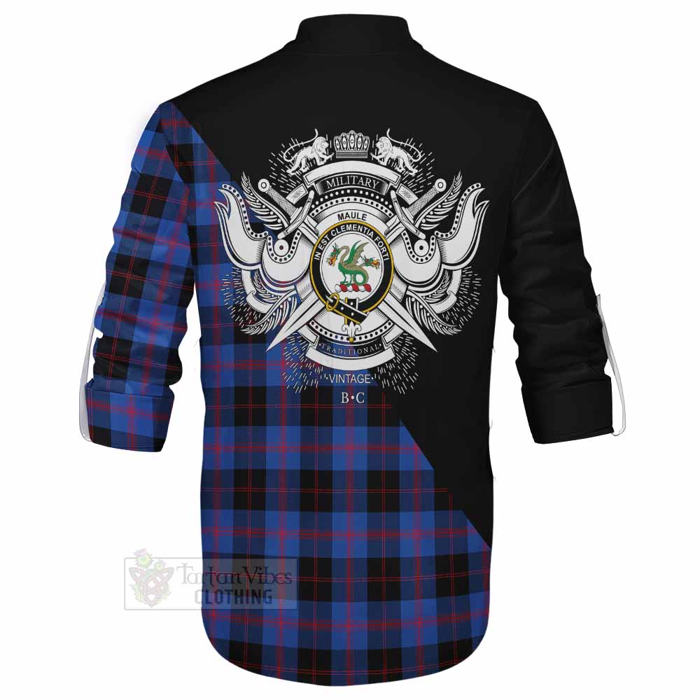 Tartan Vibes Clothing Maule Tartan Ghillie Kilt Shirt with Family Crest and Military Logo Style
