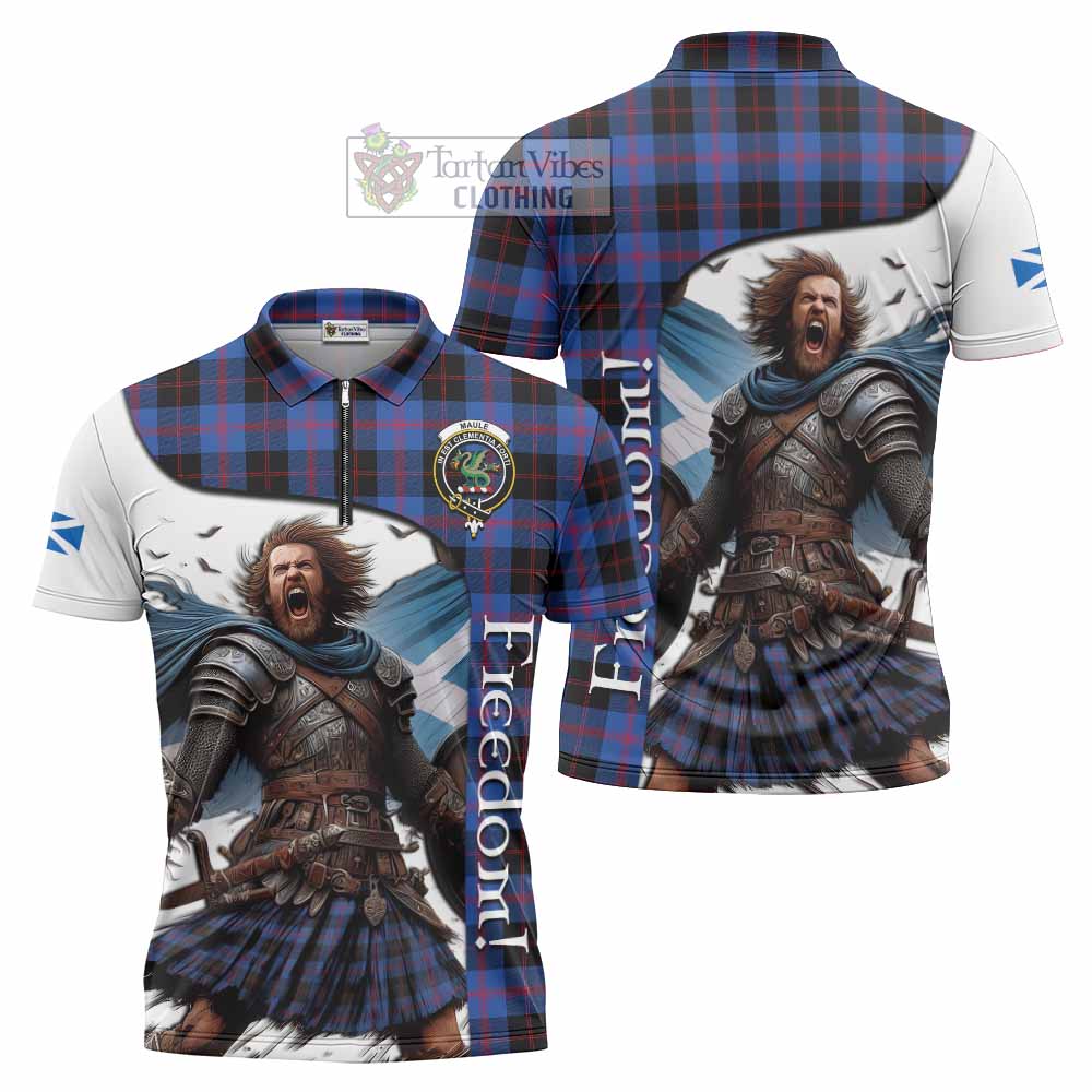 Tartan Vibes Clothing Maule Crest Tartan Zipper Polo Shirt Inspired by the Freedom of Scottish Warrior