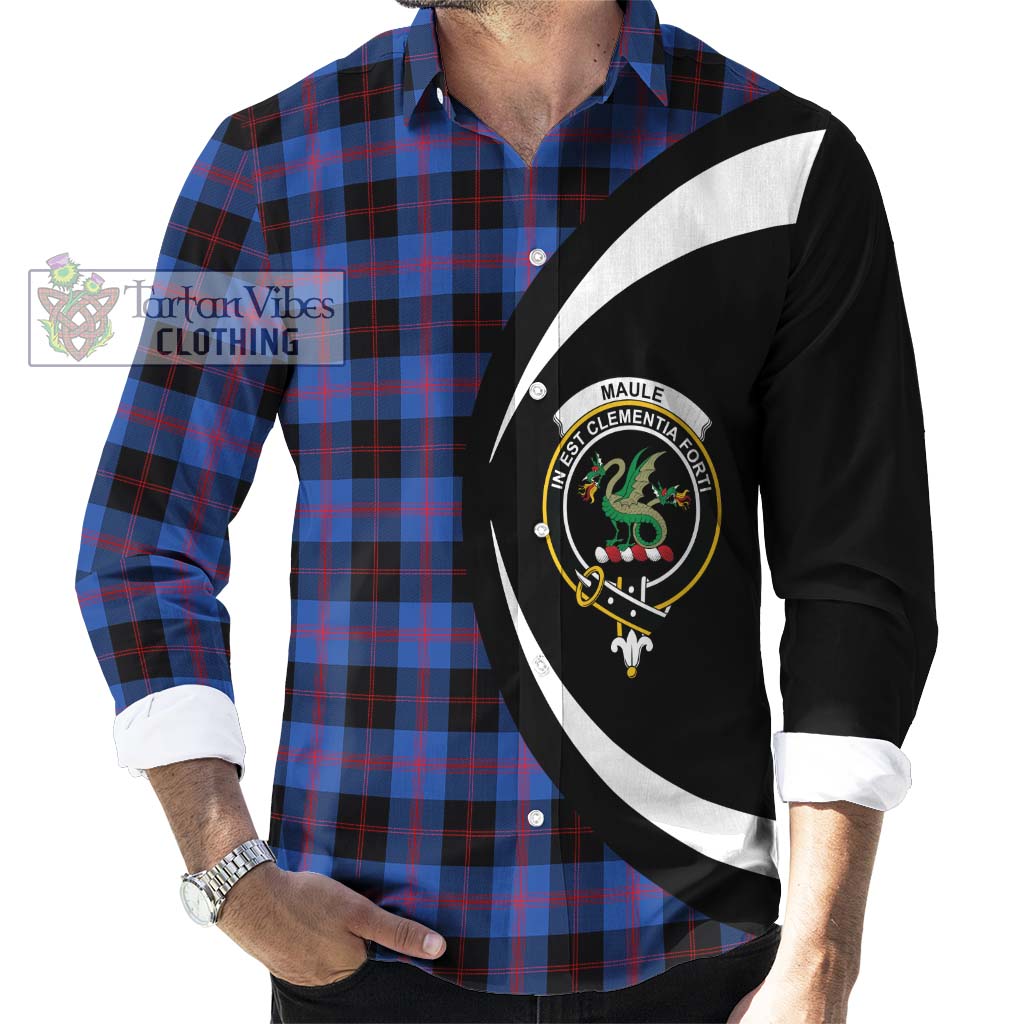 Maule Tartan Long Sleeve Button Up with Family Crest Circle Style - Tartan Vibes Clothing