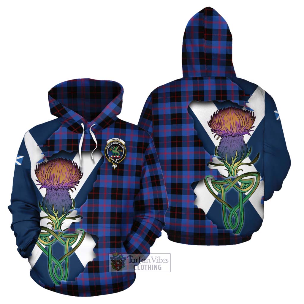 Tartan Vibes Clothing Maule Tartan Family Crest Cotton Hoodie Scottish Thistle Celtic Inspired
