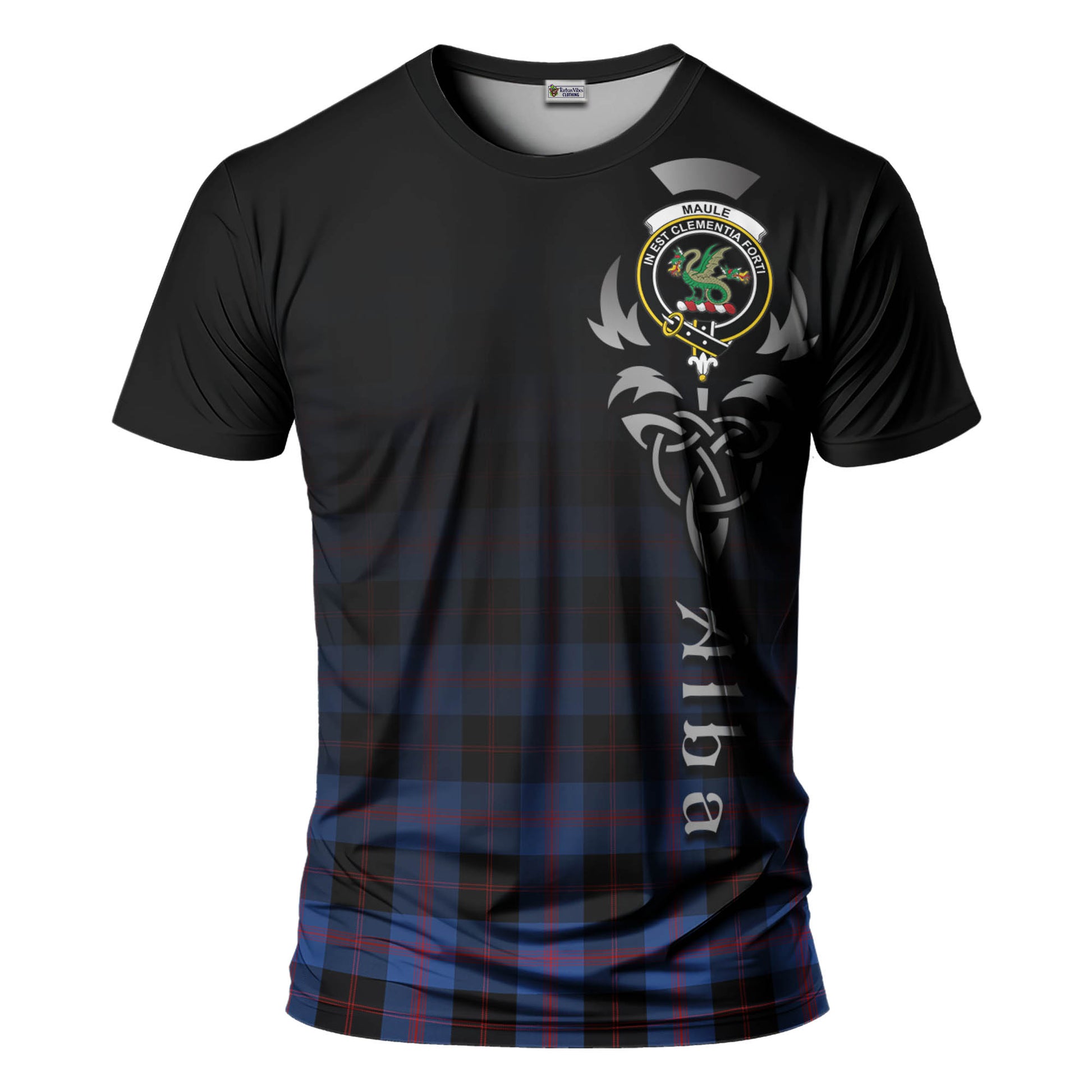 Tartan Vibes Clothing Maule Tartan T-Shirt Featuring Alba Gu Brath Family Crest Celtic Inspired