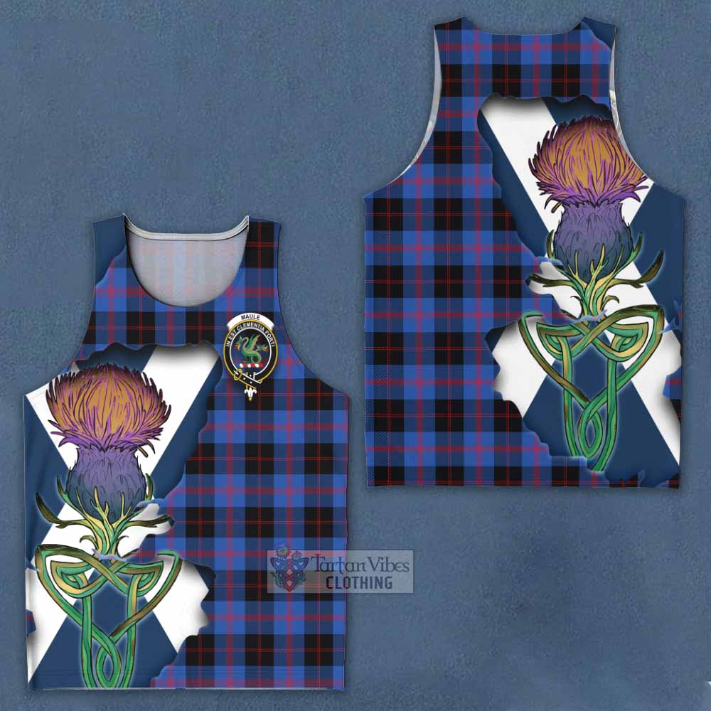 Tartan Vibes Clothing Maule Tartan Family Crest Men's Tank Top Scottish Thistle Celtic Inspired