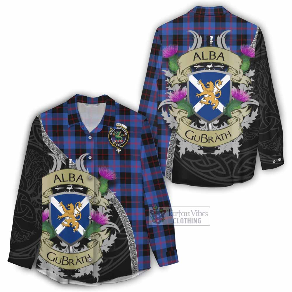Tartan Vibes Clothing Maule Tartan Family Crest Women's Casual Shirt Lion Rampant Royal Thistle Shield Celtic Inspired