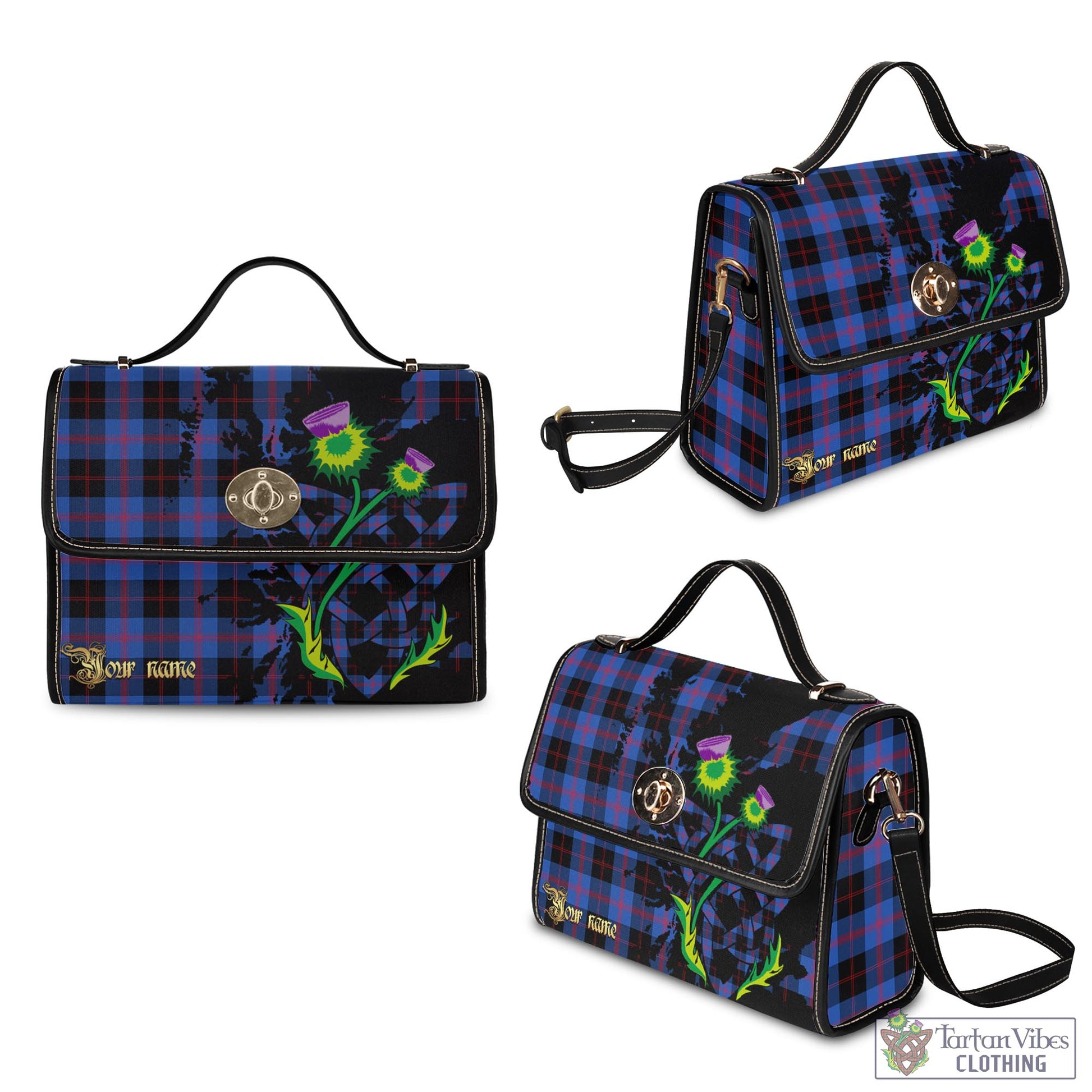 Tartan Vibes Clothing Maule Tartan Waterproof Canvas Bag with Scotland Map and Thistle Celtic Accents