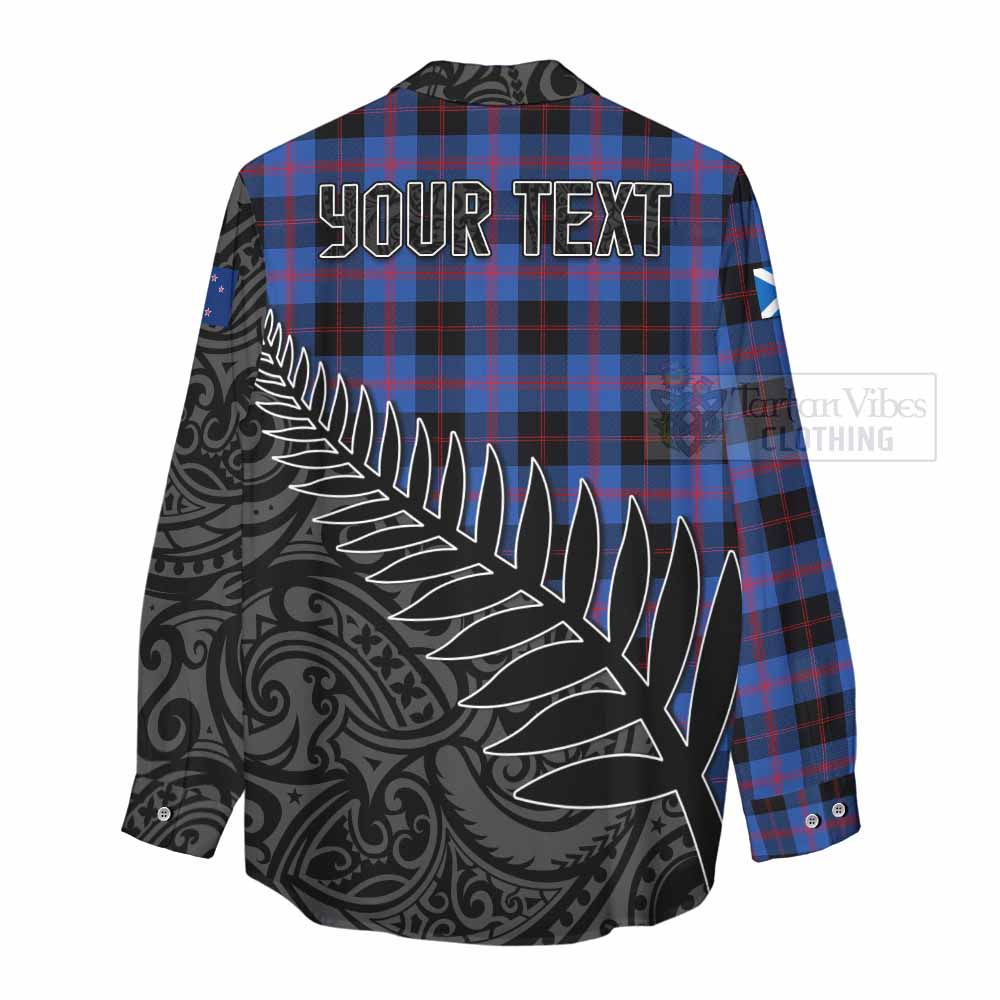 Tartan Vibes Clothing Maule Crest Tartan Women's Casual Shirt with New Zealand Silver Fern Half Style