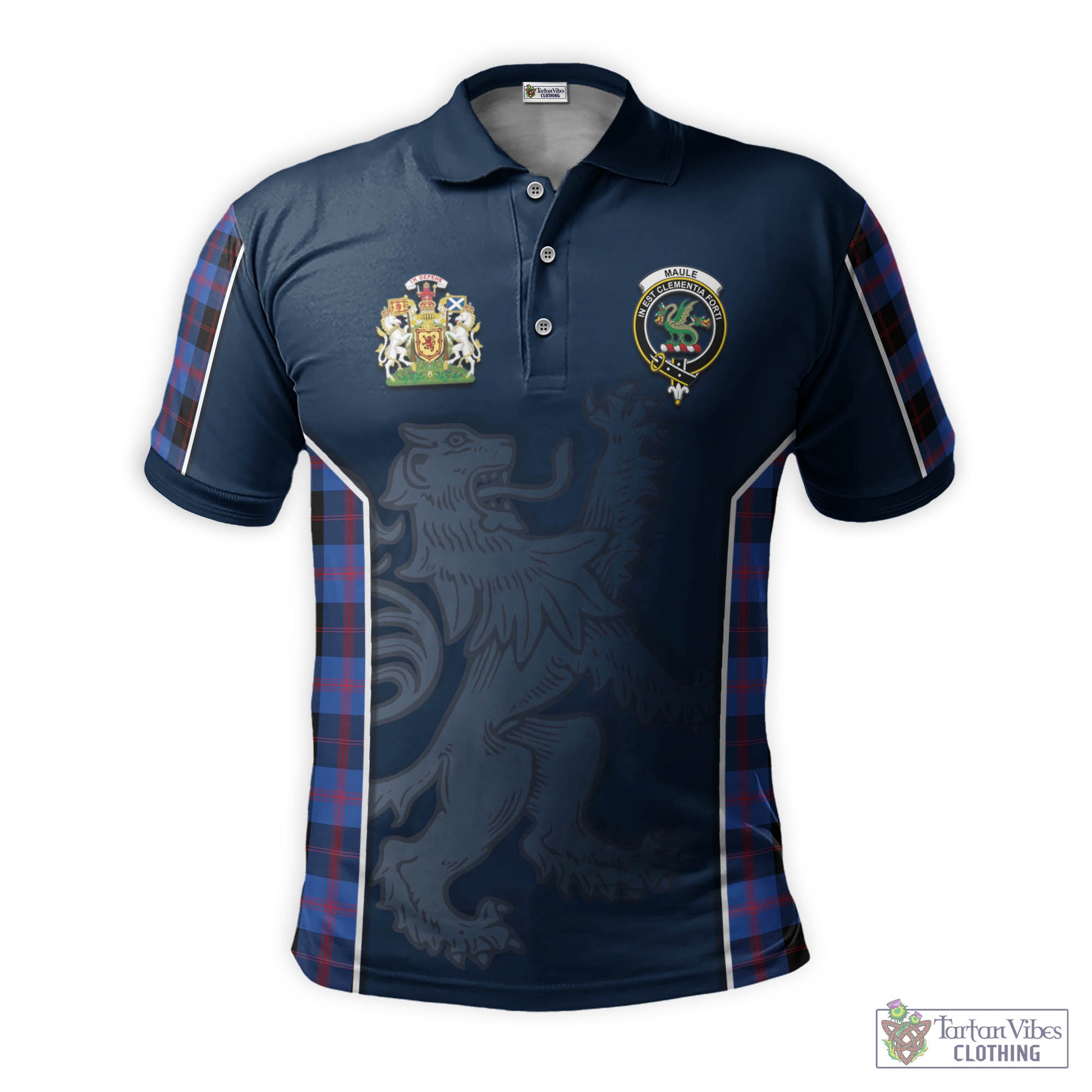 Tartan Vibes Clothing Maule Tartan Men's Polo Shirt with Family Crest and Lion Rampant Vibes Sport Style