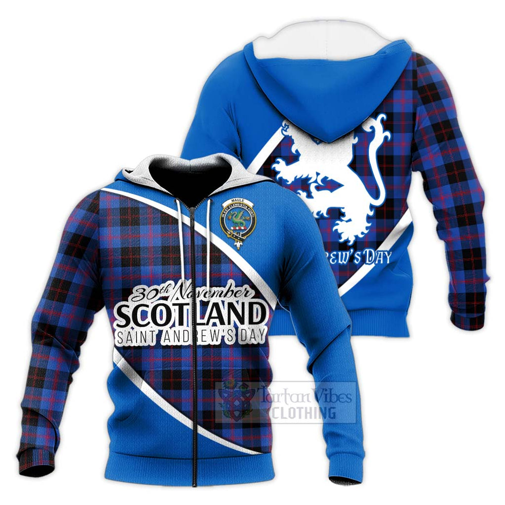 Tartan Vibes Clothing Maule Family Crest Tartan Knitted Hoodie Celebrate Saint Andrew's Day in Style