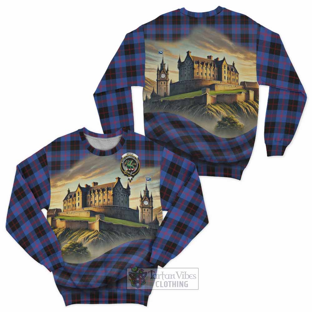 Tartan Vibes Clothing Maule Tartan Family Crest Sweatshirt with Scottish Ancient Castle Style