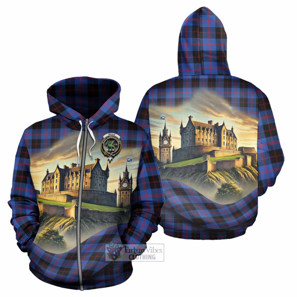 Tartan Vibes Clothing Maule Tartan Family Crest Hoodie with Scottish Ancient Castle Style