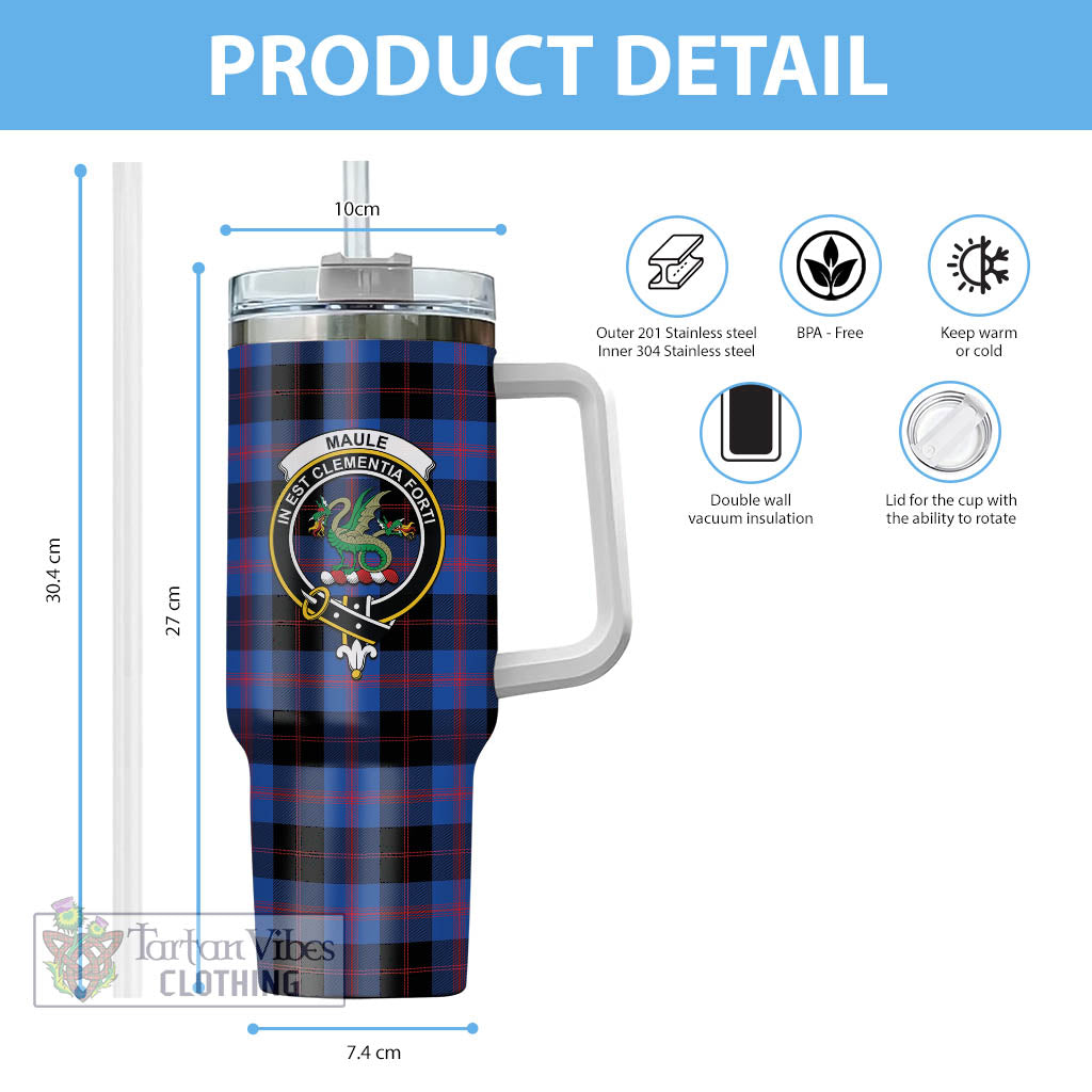 Tartan Vibes Clothing Maule Tartan and Family Crest Tumbler with Handle