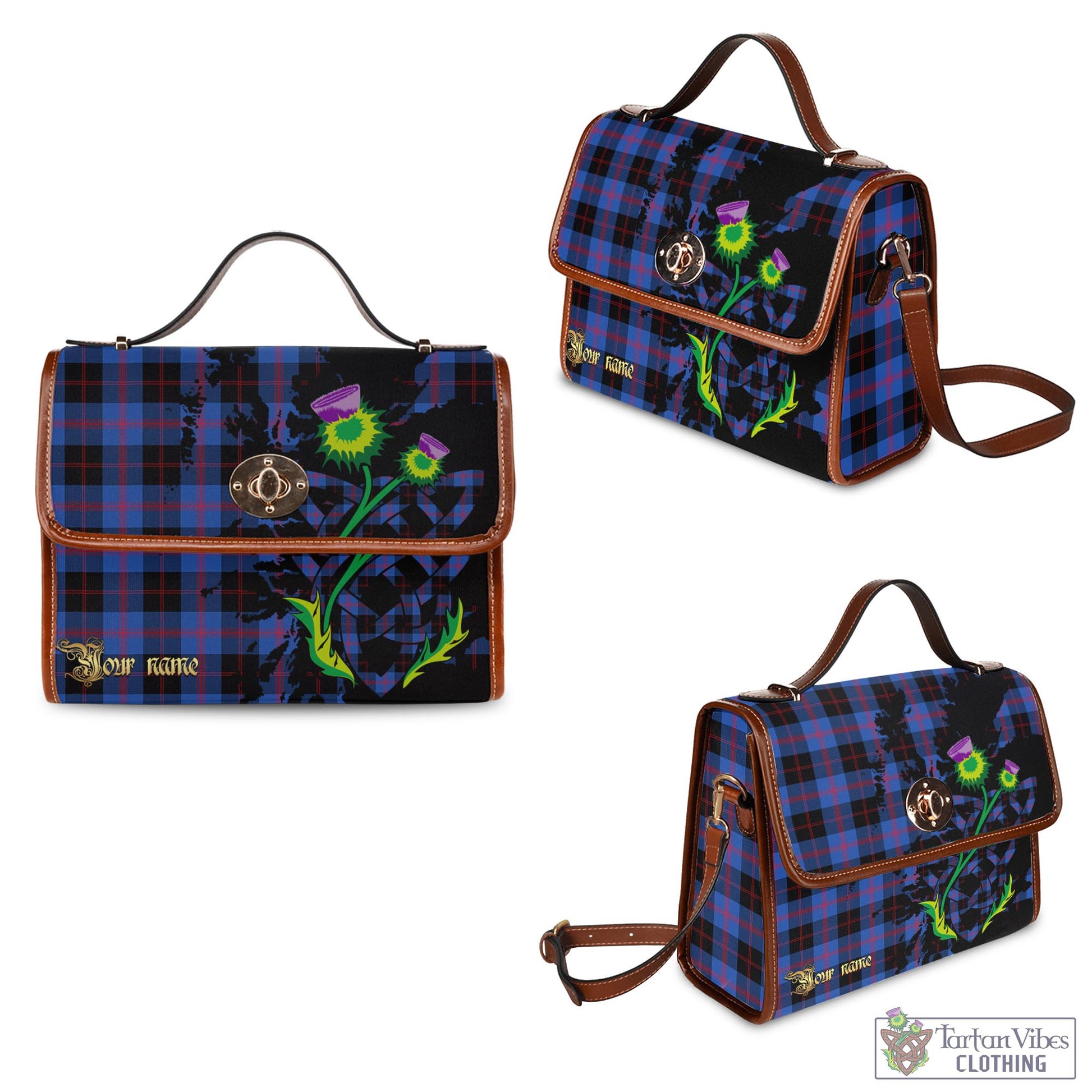 Tartan Vibes Clothing Maule Tartan Waterproof Canvas Bag with Scotland Map and Thistle Celtic Accents