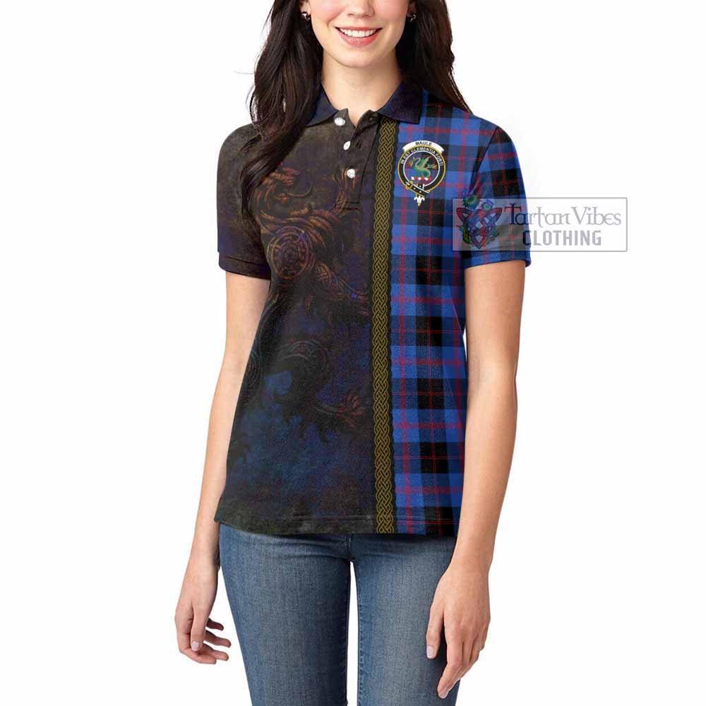 Tartan Vibes Clothing Maule Tartan Family Crest Women's Polo Shirt Alba Gu Brath Be Brave Lion Ancient Style