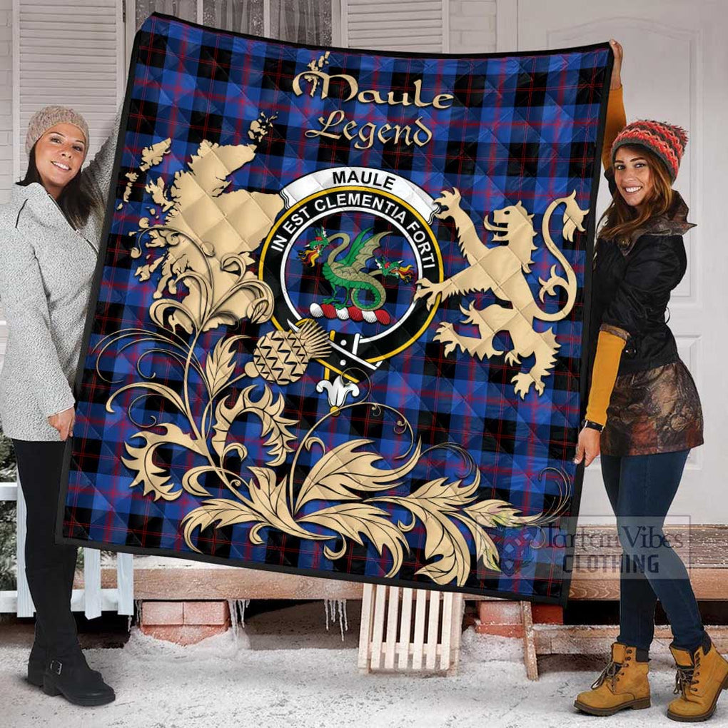 Tartan Vibes Clothing Maule Tartan Quilt with Family Crest and Scottish Symbol Style