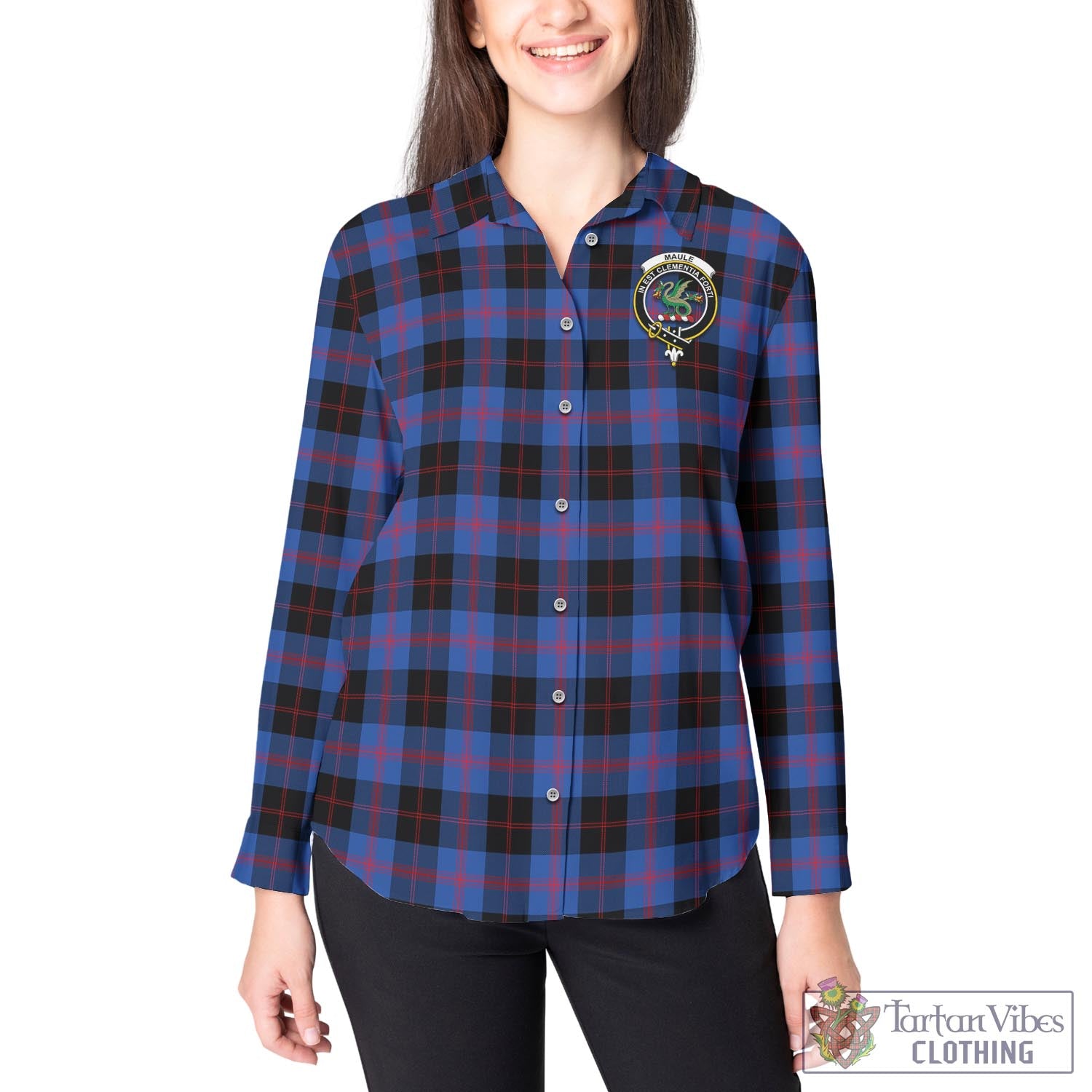 Tartan Vibes Clothing Maule Tartan Womens Casual Shirt with Family Crest