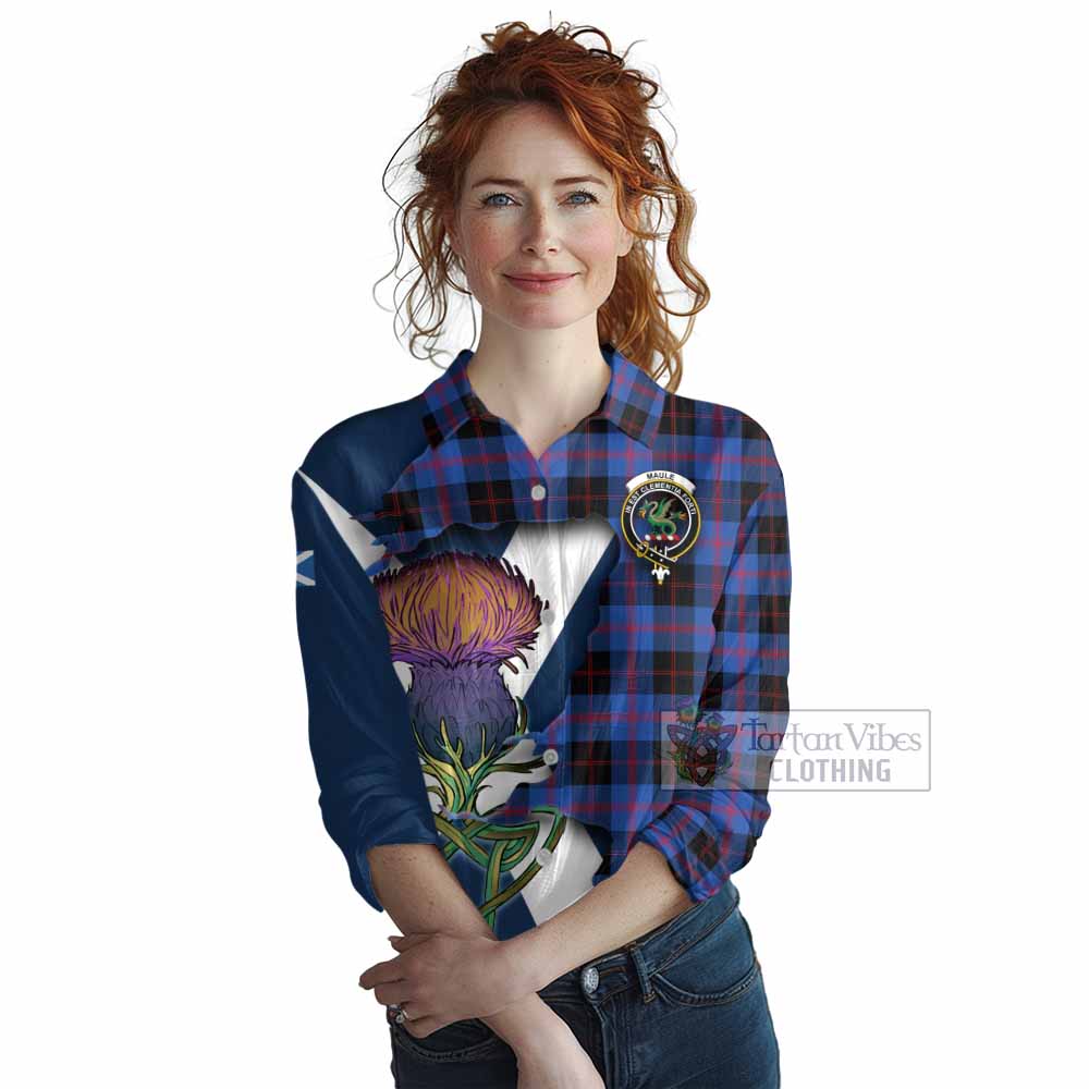 Tartan Vibes Clothing Maule Tartan Family Crest Women's Casual Shirt Scottish Thistle Celtic Inspired