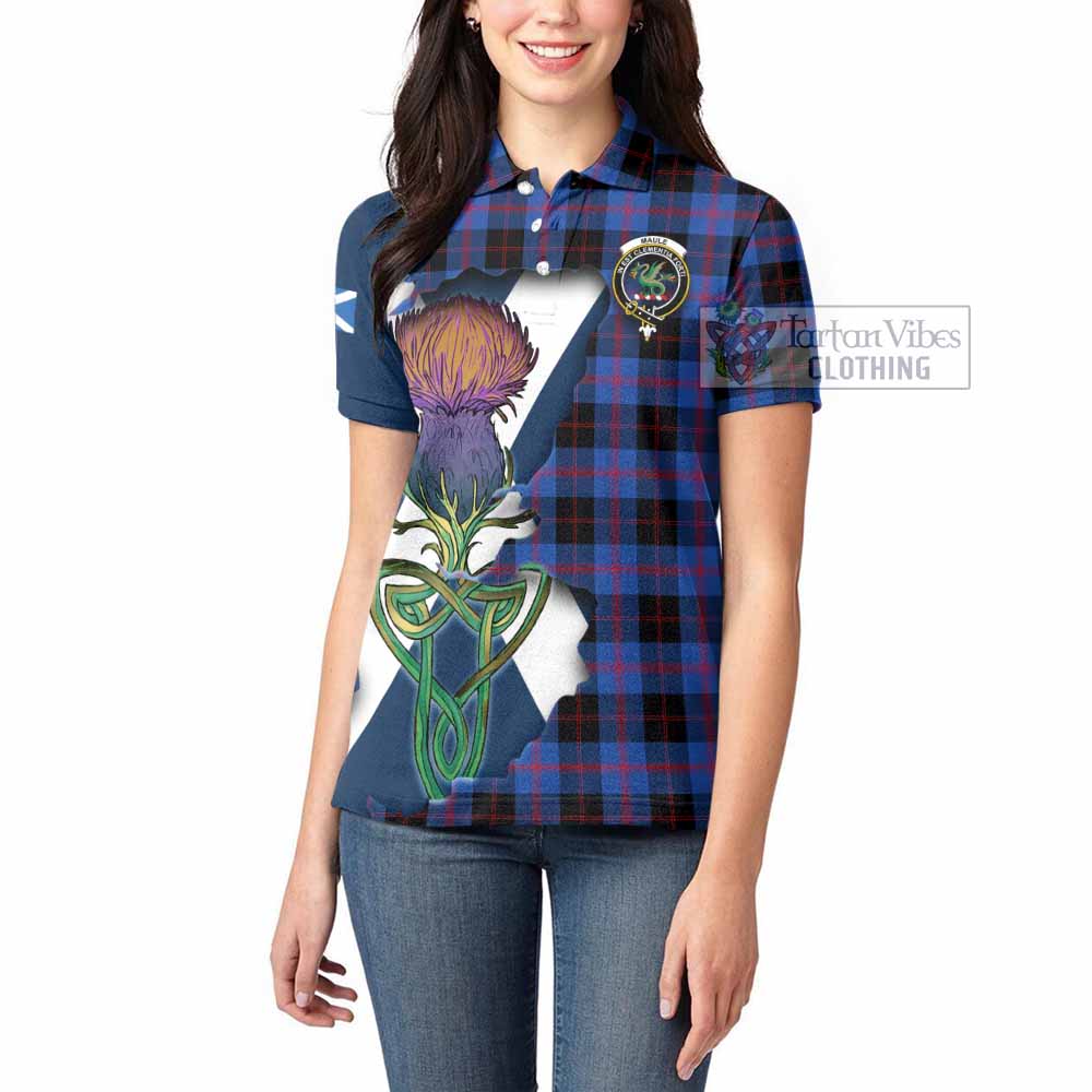 Tartan Vibes Clothing Maule Tartan Family Crest Women's Polo Shirt Scottish Thistle Celtic Inspired