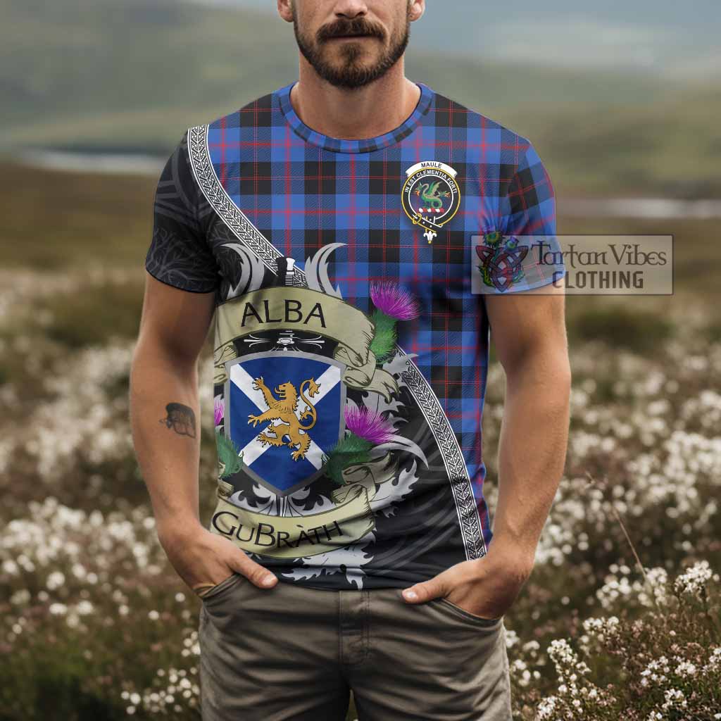 Tartan Vibes Clothing Maule Tartan Family Crest T-Shirt Lion Rampant Royal Thistle Shield Celtic Inspired