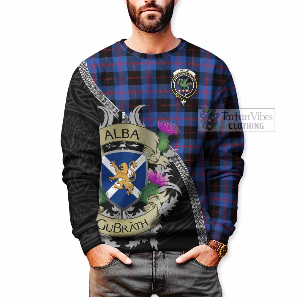 Tartan Vibes Clothing Maule Tartan Family Crest Sweatshirt Lion Rampant Royal Thistle Shield Celtic Inspired