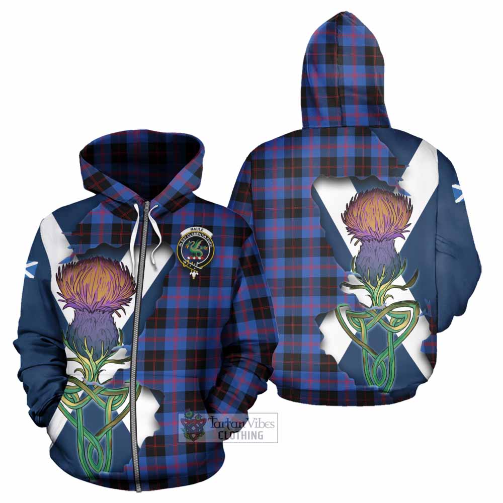 Tartan Vibes Clothing Maule Tartan Family Crest Hoodie Scottish Thistle Celtic Inspired