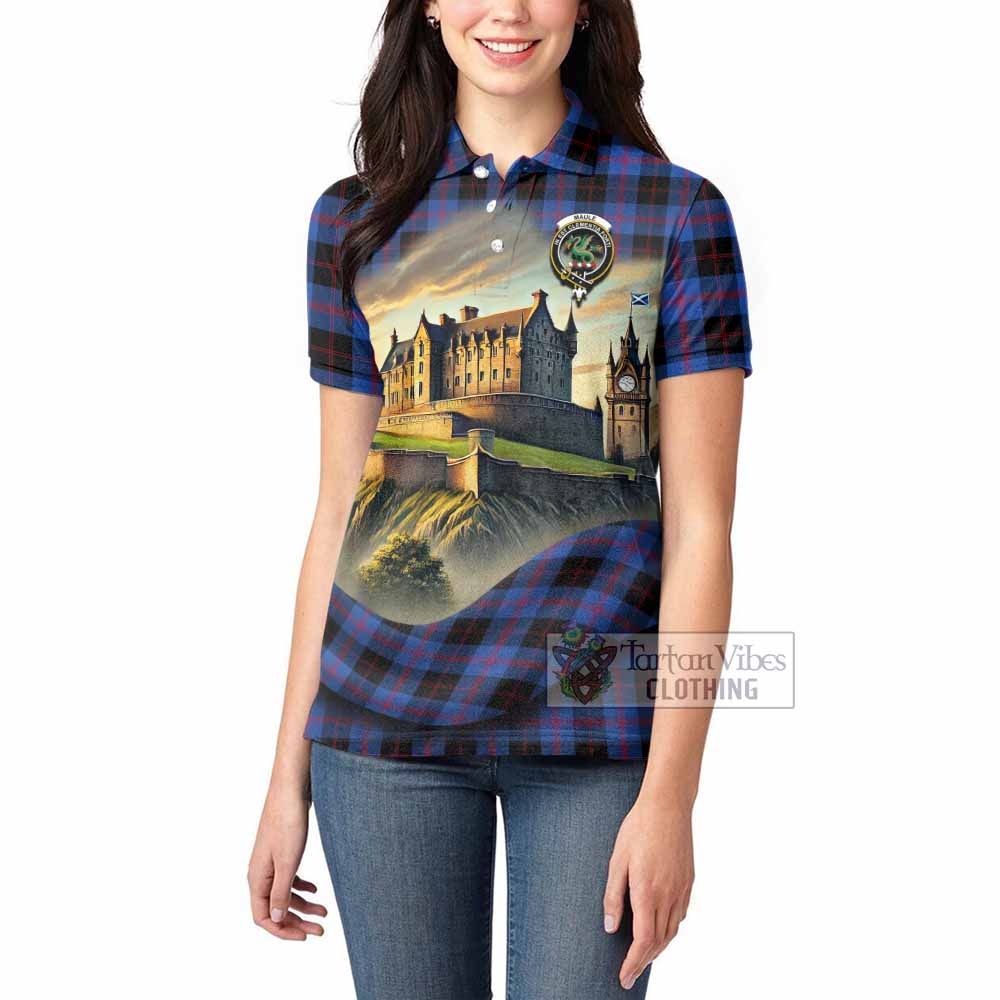 Tartan Vibes Clothing Maule Tartan Family Crest Women's Polo Shirt with Scottish Ancient Castle Stype