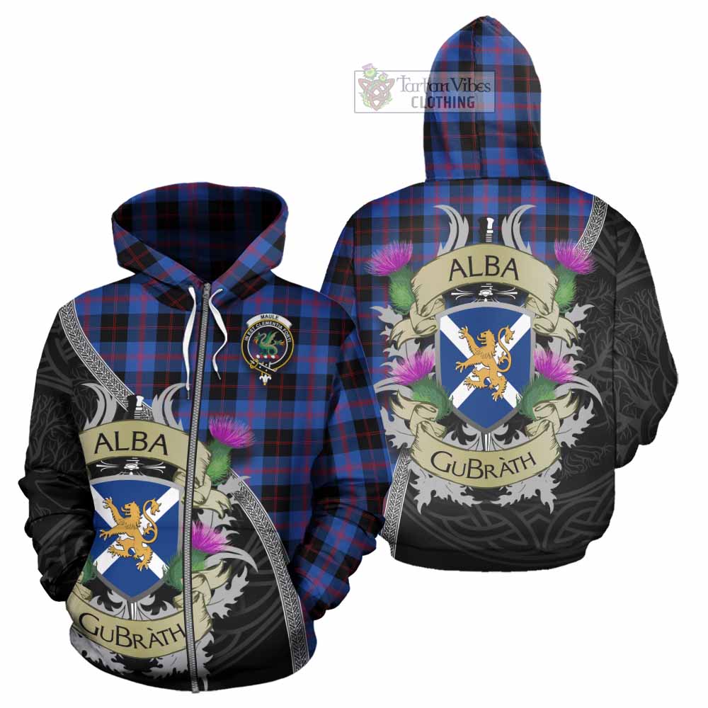 Tartan Vibes Clothing Maule Tartan Family Crest Hoodie Lion Rampant Royal Thistle Shield Celtic Inspired