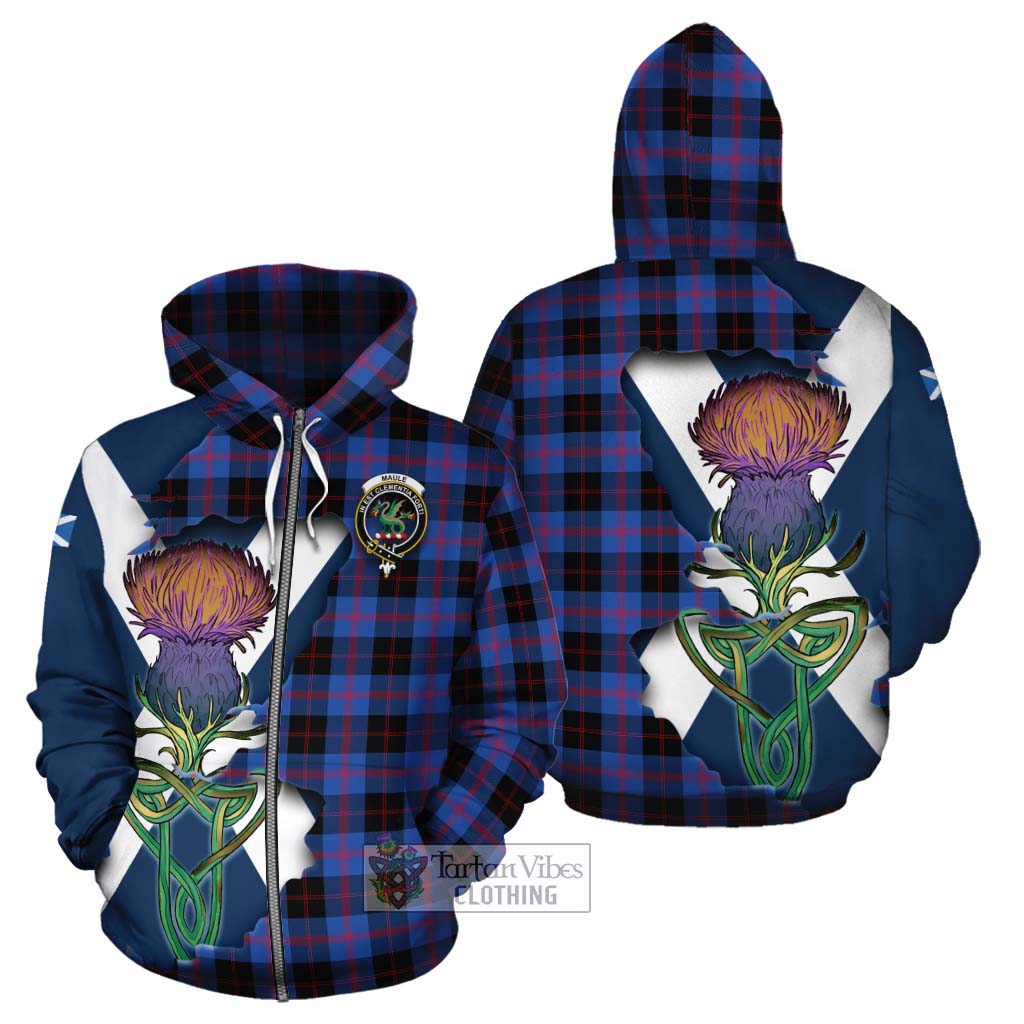 Tartan Vibes Clothing Maule Tartan Family Crest Cotton Hoodie Scottish Thistle Celtic Inspired