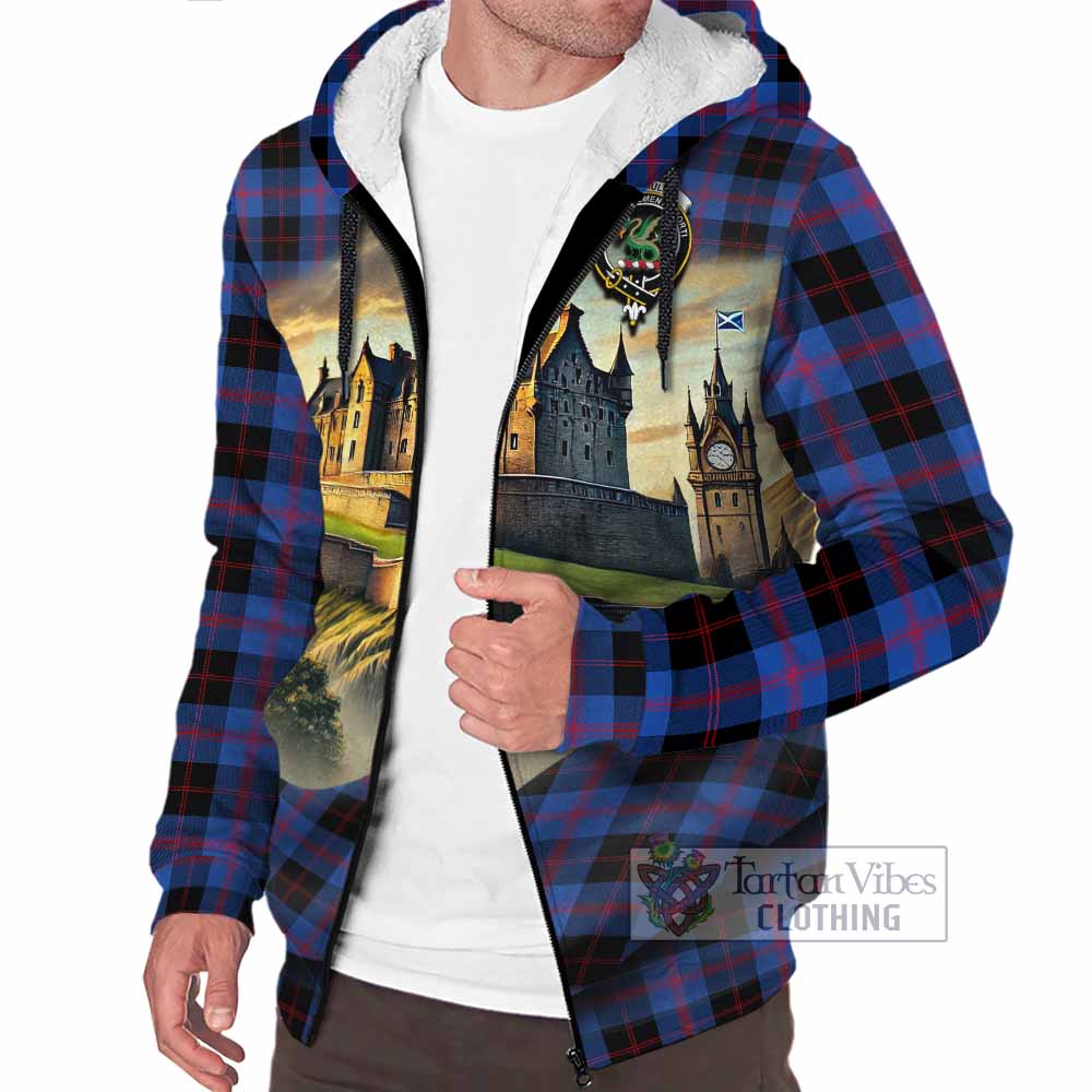 Tartan Vibes Clothing Maule Tartan Family Crest Sherpa Hoodie with Scottish Ancient Castle Style