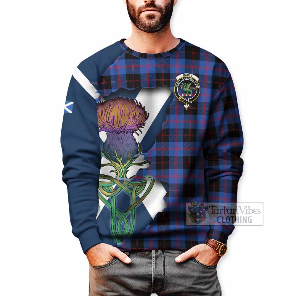 Tartan Vibes Clothing Maule Tartan Family Crest Sweatshirt Scottish Thistle Celtic Inspired