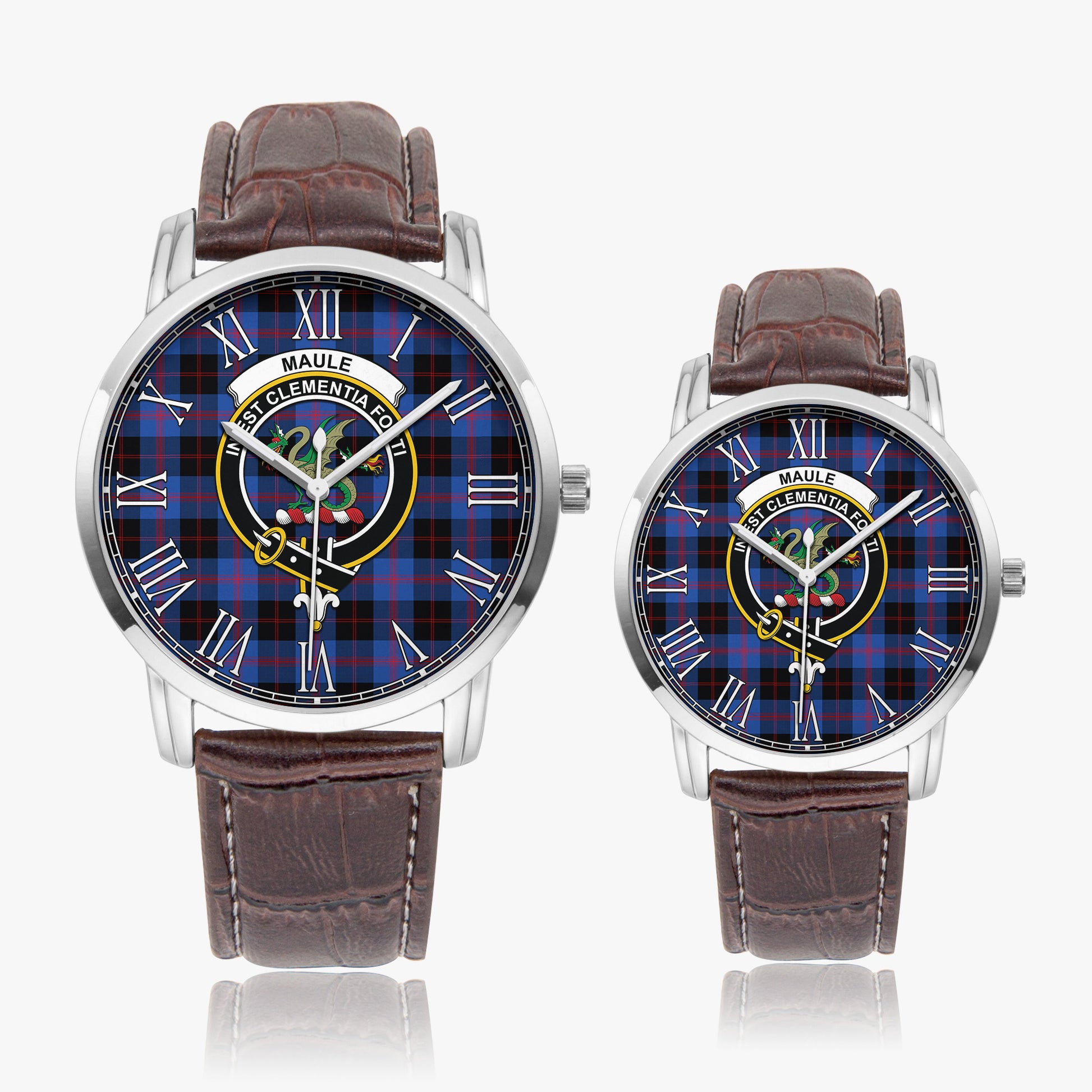 Maule Tartan Family Crest Leather Strap Quartz Watch - Tartanvibesclothing