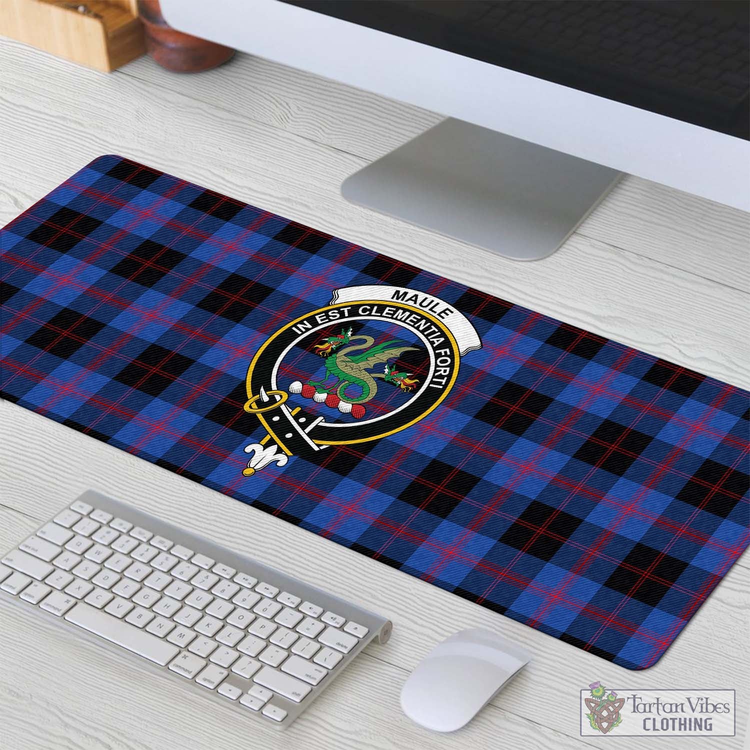Tartan Vibes Clothing Maule Tartan Mouse Pad with Family Crest