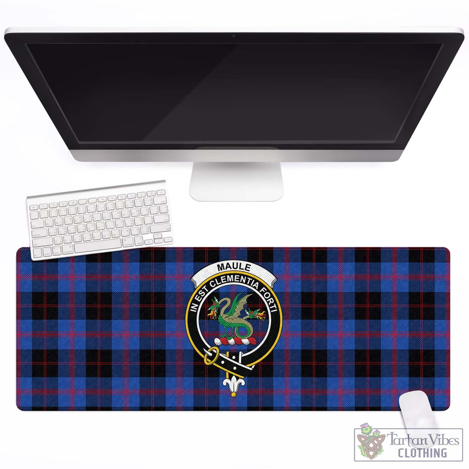 Tartan Vibes Clothing Maule Tartan Mouse Pad with Family Crest