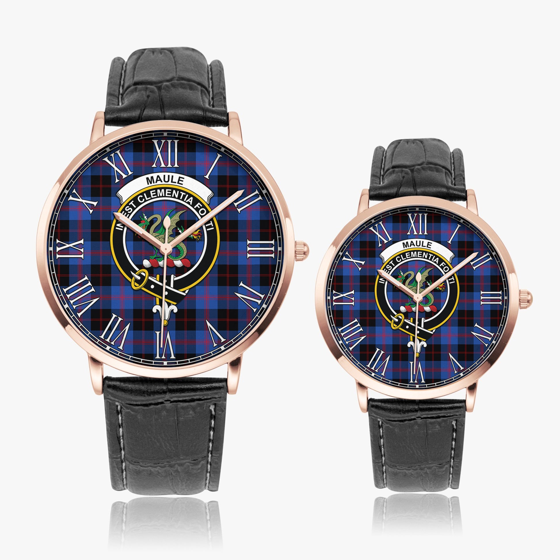 Maule Tartan Family Crest Leather Strap Quartz Watch - Tartanvibesclothing