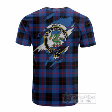 Maule Clan Crest In Me Tartan Cotton T-shirt Scotland Flag Style