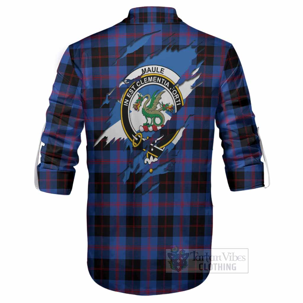 Maule Clan Crest In Me Tartan Ghillie Shirt Scotland Flag Style