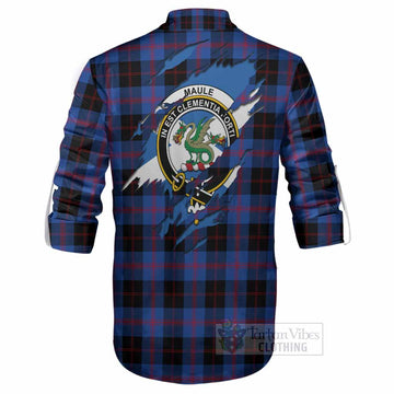 Maule Clan Crest In Me Tartan Ghillie Shirt Scotland Flag Style