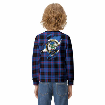 Maule Clan Crest In Me Tartan Kid Knitted Sweatshirt Scotland Flag Style