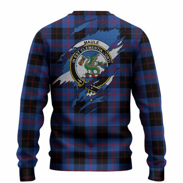 Maule Clan Crest In Me Tartan Knitted Sweater Scotland Flag Style