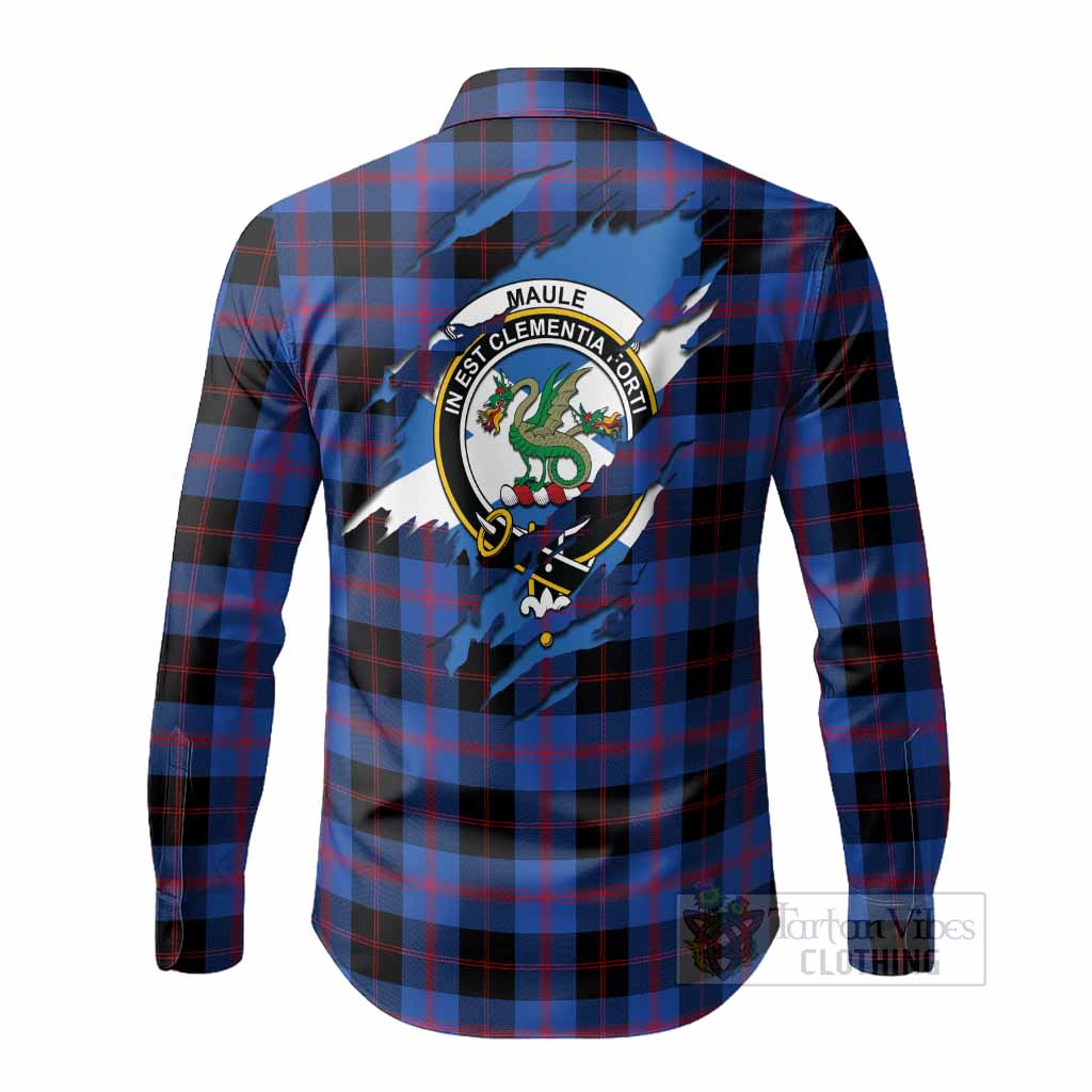 Maule Clan Crest In Me Tartan Long Sleeve Button Shirts Scotland Flag Style