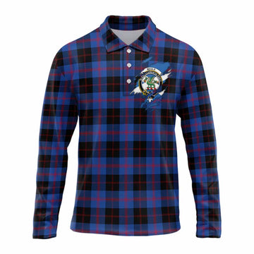 Maule Clan Crest In Me Tartan Long Sleeve Polo Shirt Scotland Flag Style
