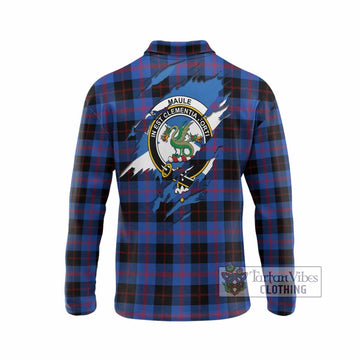 Maule Clan Crest In Me Tartan Long Sleeve Polo Shirt Scotland Flag Style