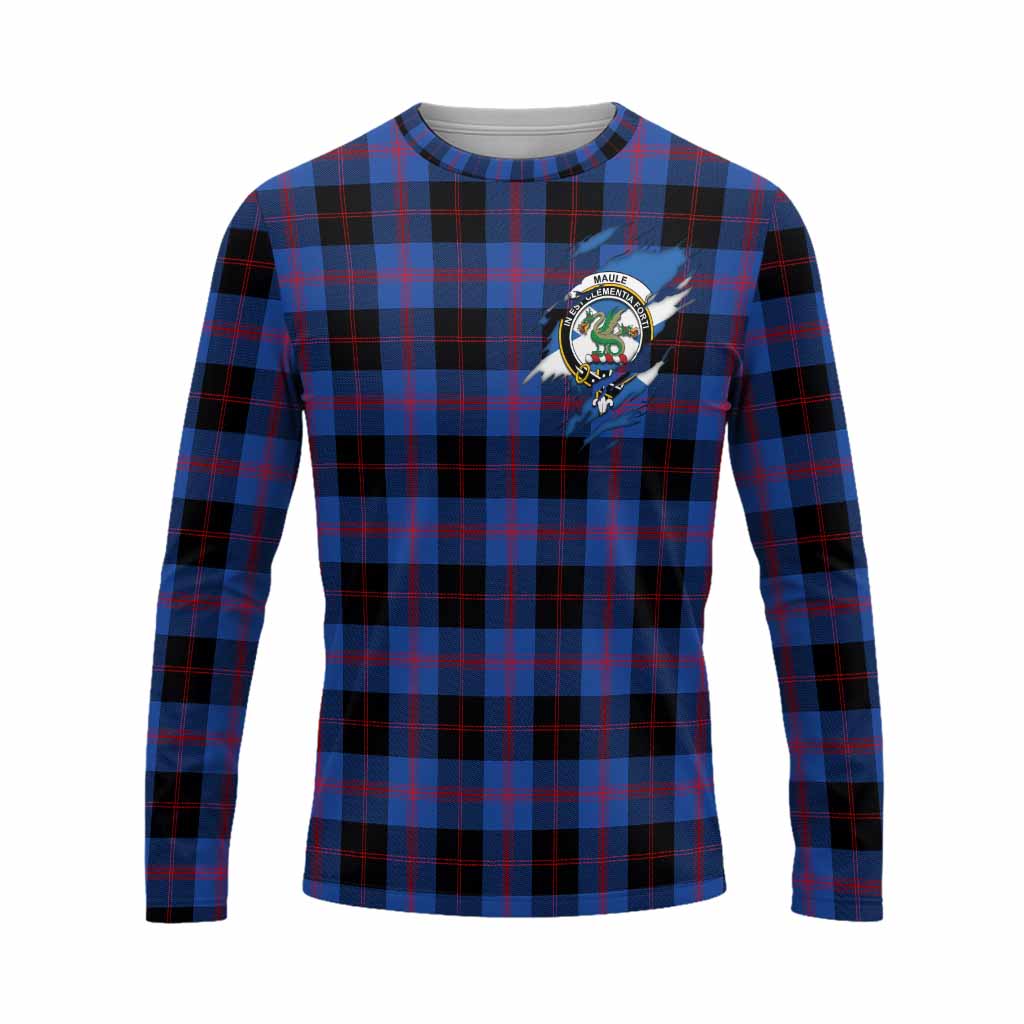 Maule Clan Crest In Me Tartan Long Sleeve T-Shirt Scotland Flag Style