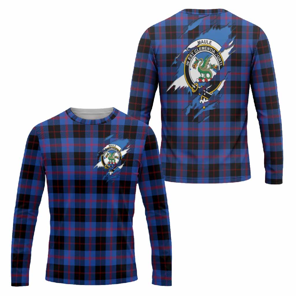 Maule Clan Crest In Me Tartan Long Sleeve T-Shirt Scotland Flag Style