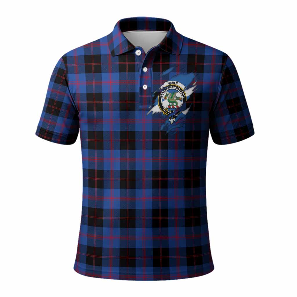 Maule Clan Crest In Me Tartan Polo Shirt Scotland Flag Style
