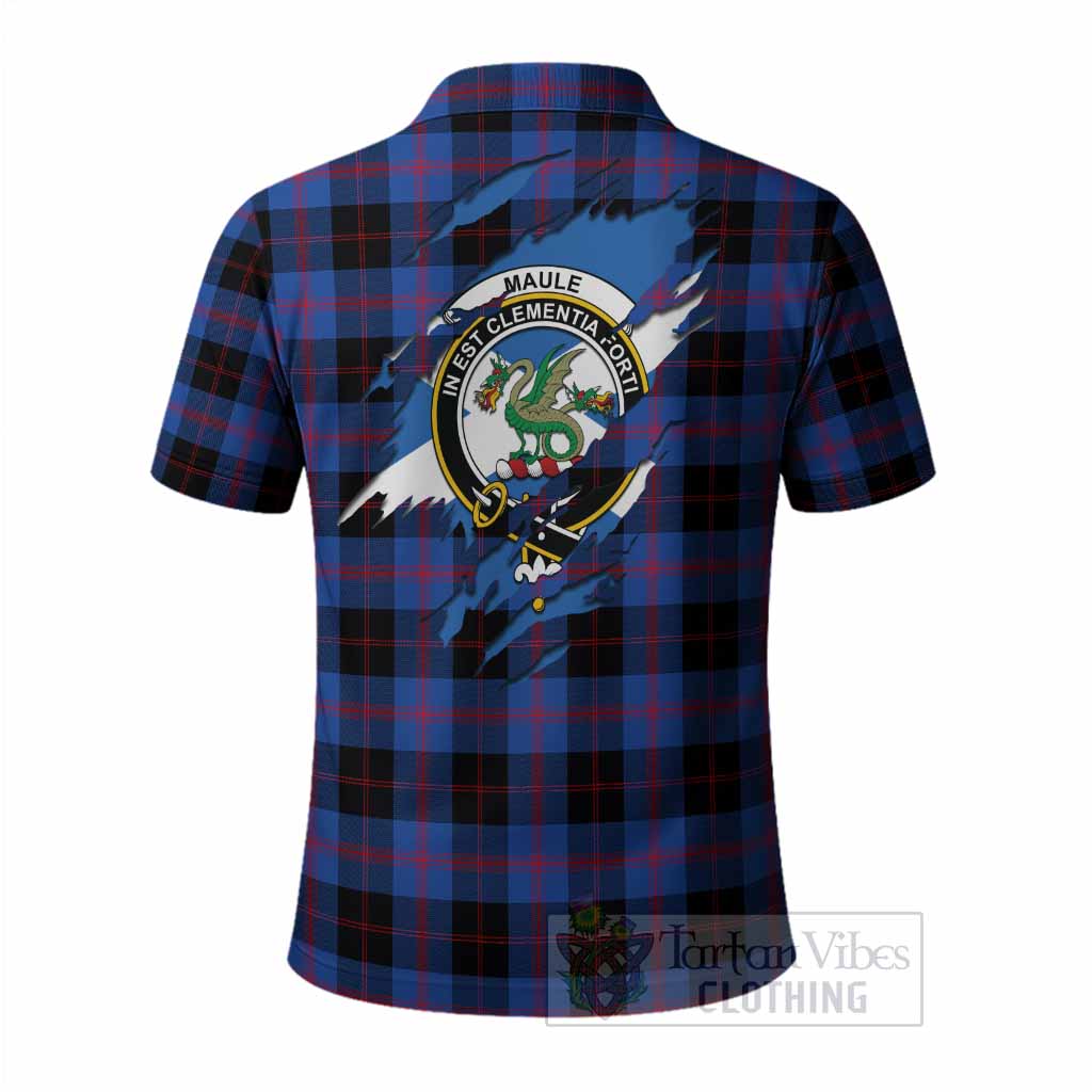 Maule Clan Crest In Me Tartan Polo Shirt Scotland Flag Style