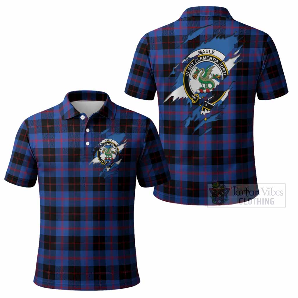 Maule Clan Crest In Me Tartan Polo Shirt Scotland Flag Style