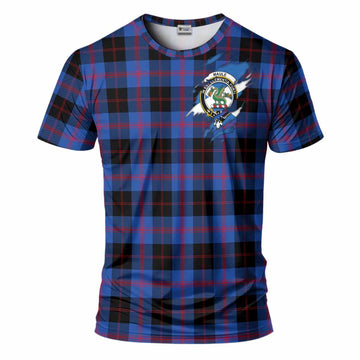 Maule Clan Crest In Me Tartan T-Shirt Scotland Flag Style